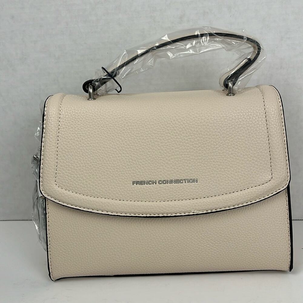 French Connection Clover Pebble Cream Crossbody Bag Cream Purse 9.5 x 7.5 inches